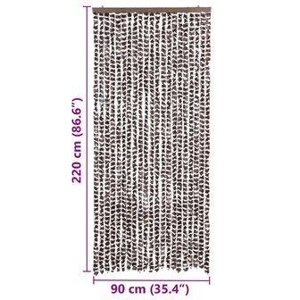 Vliegengordijn 90x220 cm chenille bruin en wit 7