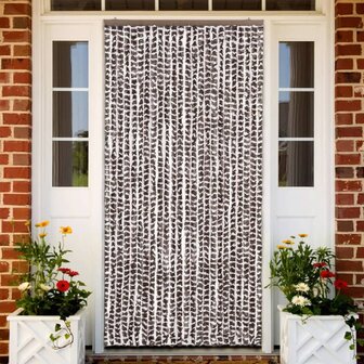 Vliegengordijn 100x220 cm chenille bruin en wit 1