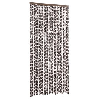 Vliegengordijn 100x220 cm chenille bruin en wit 2