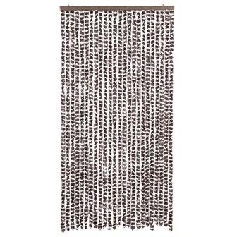 Vliegengordijn 100x220 cm chenille bruin en wit 3