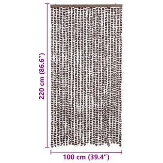 Vliegengordijn 100x220 cm chenille bruin en wit 7