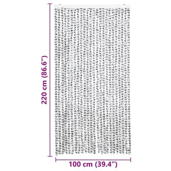 Vliegengordijn 100x220 cm chenille licht- en donkergrijs 7