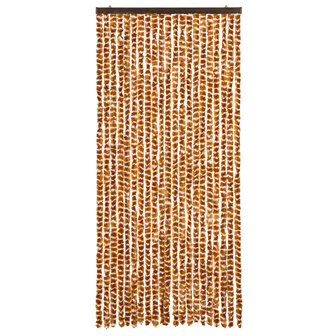 Vliegengordijn 90x220 cm chenille oker en wit 3