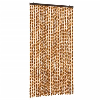Vliegengordijn 100x220 cm chenille oker en wit 2