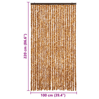 Vliegengordijn 100x220 cm chenille oker en wit 7