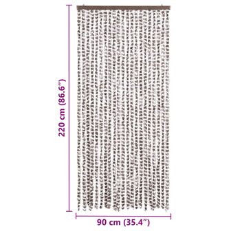 Vliegengordijn 90x220 cm chenille taupe en wit 7