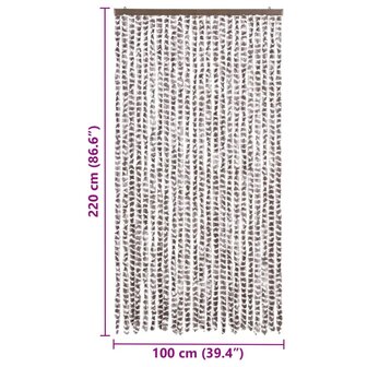 Vliegengordijn 100x220 cm chenille taupe en wit 7