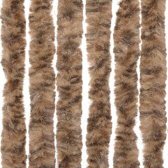 Vliegengordijn 90x220 cm chenille beige en donkerbruin 5