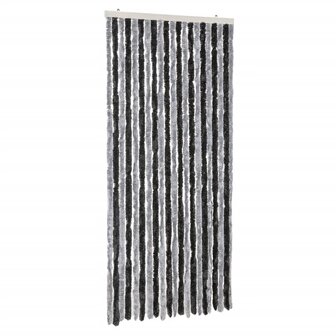 Vliegengordijn 90x220 cm chenille grijs en zwart 2