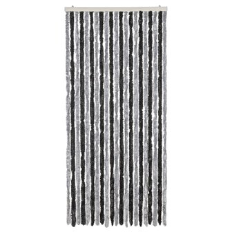 Vliegengordijn 90x220 cm chenille grijs en zwart 3
