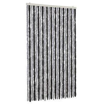 Vliegengordijn 100x200 cm chenille grijs en zwart 2