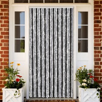 Vliegengordijn 100x230 cm chenille grijs en zwart 1