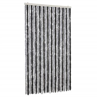 Vliegengordijn 100x230 cm chenille grijs en zwart 2