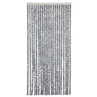 Vliegengordijn 90x220 cm chenille grijs en zwart-wit 3