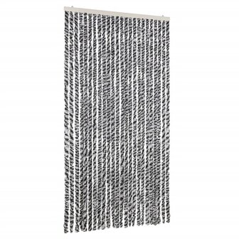 Vliegengordijn 100x200 cm chenille grijs en zwart-wit 2