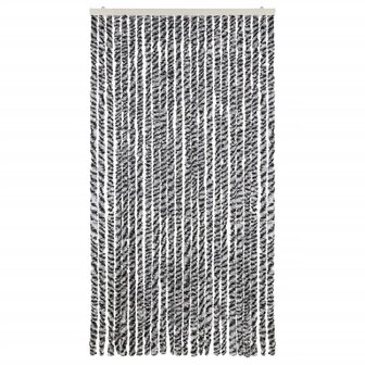 Vliegengordijn 100x200 cm chenille grijs en zwart-wit 3