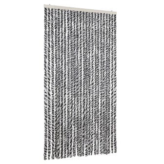 Vliegengordijn 100x220 cm chenille grijs en zwart-wit 2
