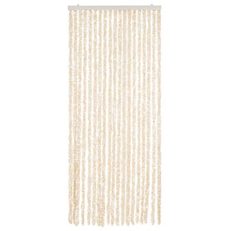 Vliegengordijn 56x200 cm chenille beige en wit 3