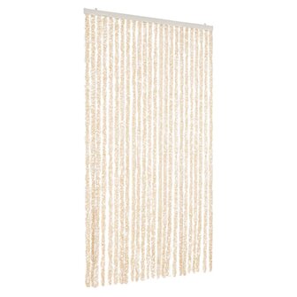 Vliegengordijn 100x200 cm chenille beige en wit 2