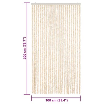 Vliegengordijn 100x200 cm chenille beige en wit 7