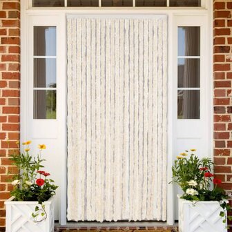 Vliegengordijn 100x220 cm chenille beige en wit 1