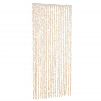 Vliegengordijn 100x220 cm chenille beige en wit 2