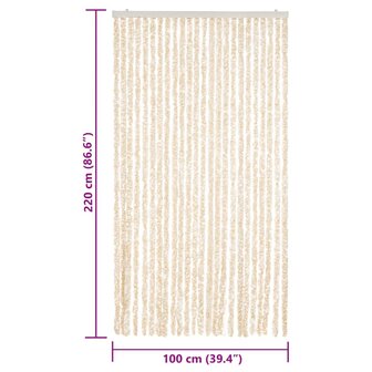 Vliegengordijn 100x220 cm chenille beige en wit 7