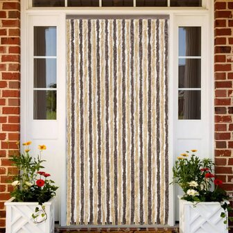 Vliegengordijn 100x200 cm chenille donkerbruin en beige 1