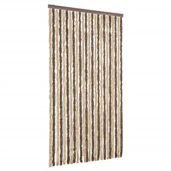 Vliegengordijn 100x200 cm chenille donkerbruin en beige 2