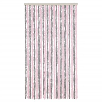 Vliegengordijn 100x220 cm chenille zilvergrijs en roze 3