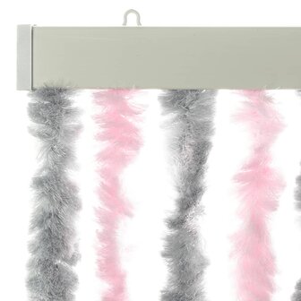 Vliegengordijn 100x220 cm chenille zilvergrijs en roze 4