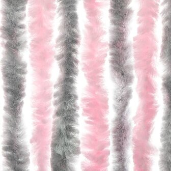 Vliegengordijn 100x220 cm chenille zilvergrijs en roze 5