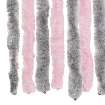 Vliegengordijn 100x220 cm chenille zilvergrijs en roze 6