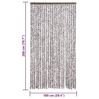 Vliegengordijn 100x200 cm chenille bruin en beige 7