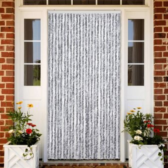 Vliegengordijn 100x200 cm chenille wit en grijs 1