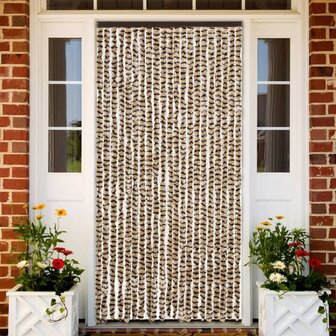 Vliegengordijn 90x200 cm chenille beige en bruin 1