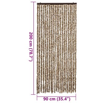 Vliegengordijn 90x200 cm chenille beige en bruin 7