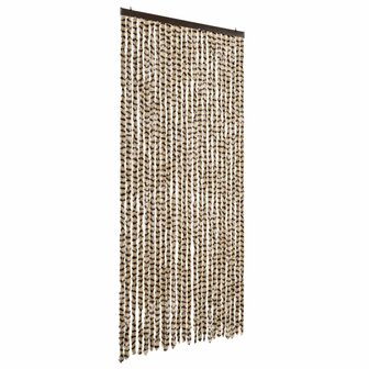 Vliegengordijn 100x230 cm chenille beige en bruin 2