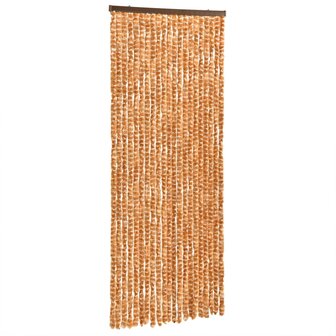 Vliegengordijn 100x230 cm chenille okerkleurig en wit 2