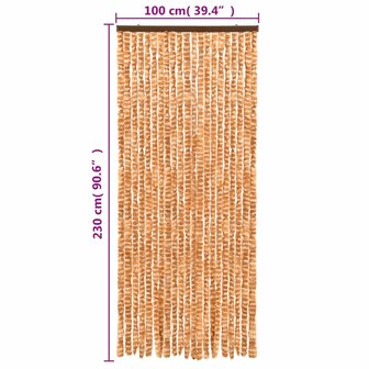 Vliegengordijn 100x230 cm chenille okerkleurig en wit 6