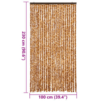 Vliegengordijn 100x230 cm chenille okerkleurig en wit 7