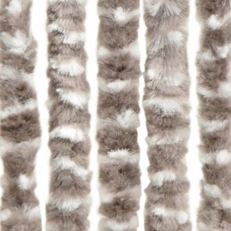 Vliegengordijn 90x200 cm chenille taupe en wit 4