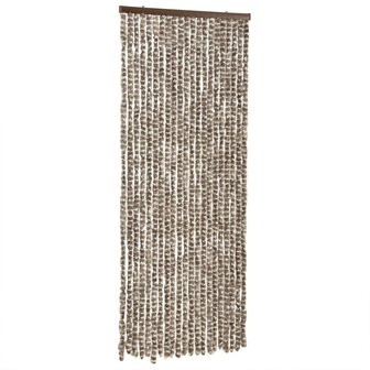 Vliegengordijn 100x230 cm chenille taupe en wit 2