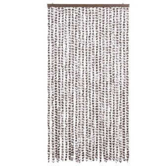 Vliegengordijn 100x230 cm chenille taupe en wit 3