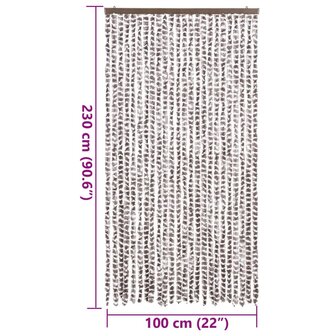 Vliegengordijn 100x230 cm chenille taupe en wit 7