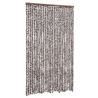 Vliegengordijn 118x220 cm chenille bruin en wit 2