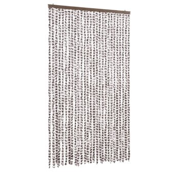 Vliegengordijn 118x220 cm chenille taupe en wit 2