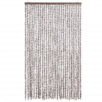 Vliegengordijn 118x220 cm chenille taupe en wit 3