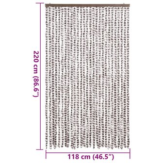 Vliegengordijn 118x220 cm chenille taupe en wit 7