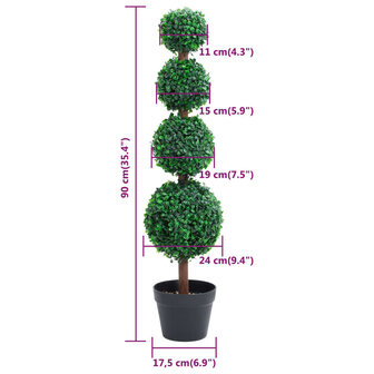 Kunstplant met pot buxus bolvorming 90 cm groen 5